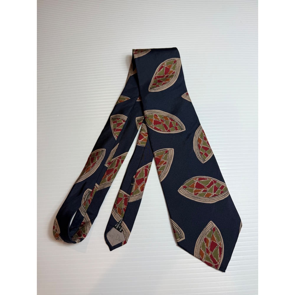 Christian Dior Monsieur Necktie Black Abstract Pattern Designer Italy Made USA